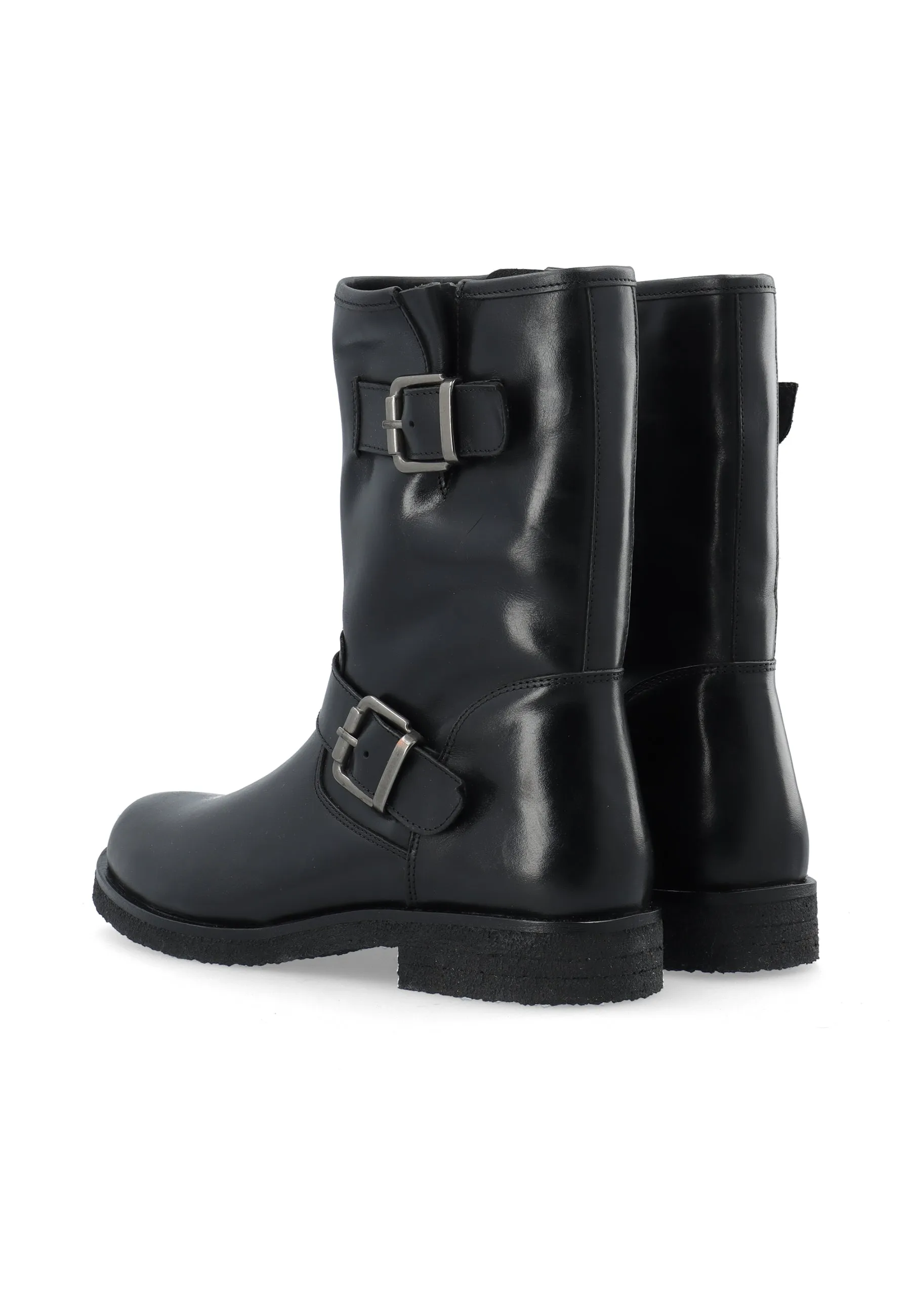 CASFREJA Mid Cut Biker Boot Warm Lining Pull Up Leather