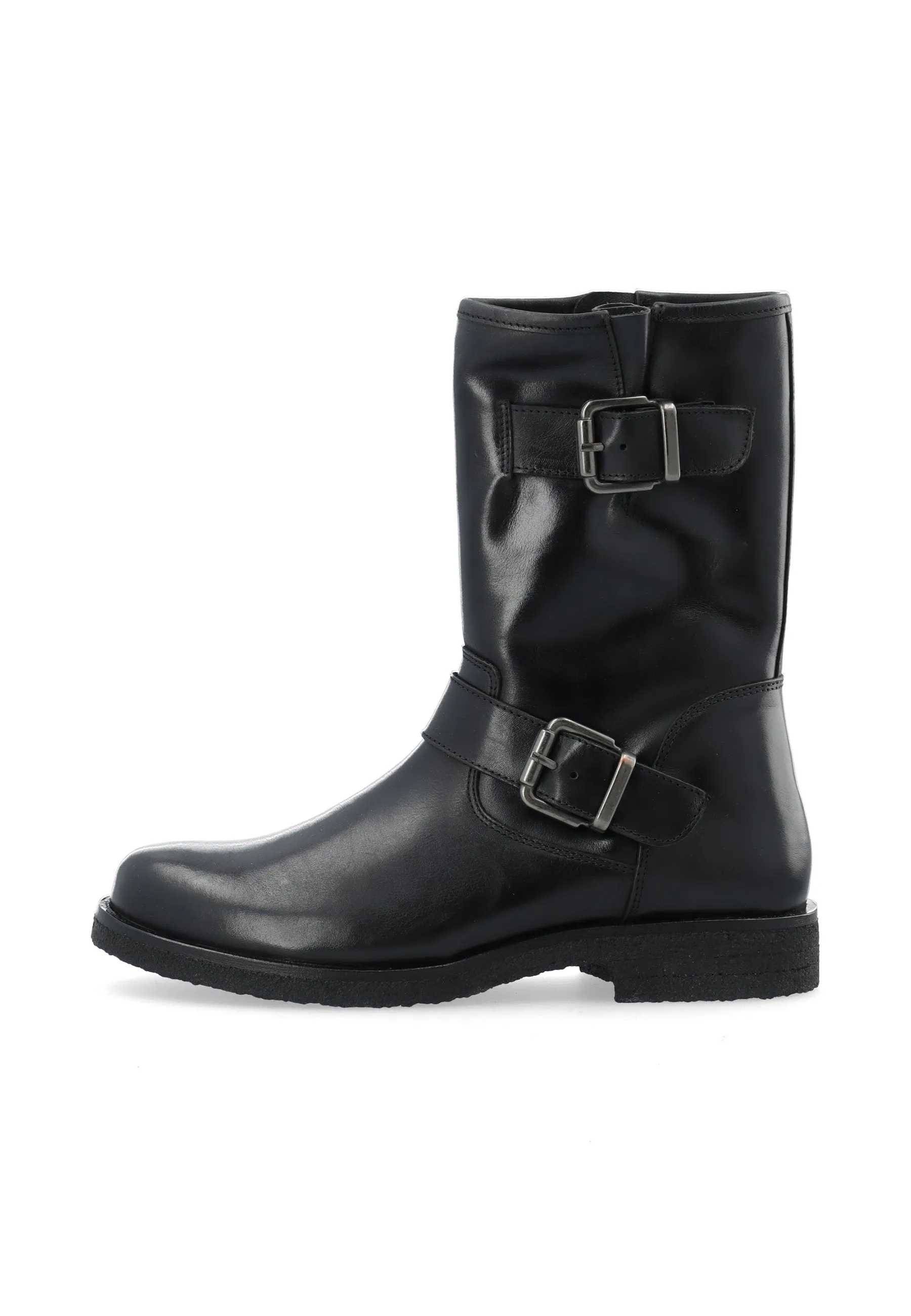 CASFREJA Mid Cut Biker Boot Warm Lining Pull Up Leather
